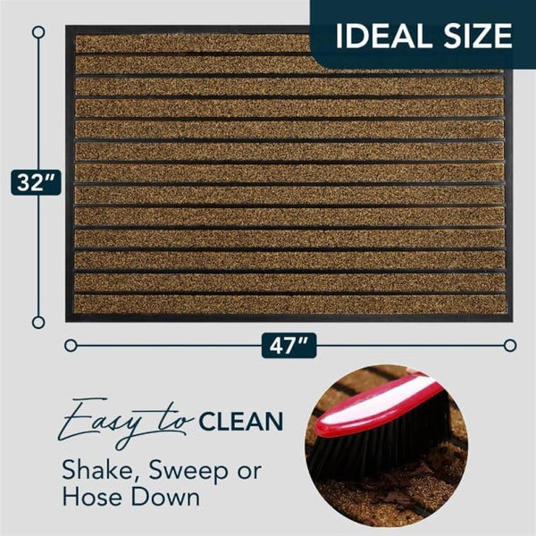 ubdyo Door Mats Indoor - Extra Durable Dirt Trapping Indoor Mats - Non-slip Rubber Rubber Door Mat - Low Profile Welcome Mat - (80 x 120 cm, Bright Brown)