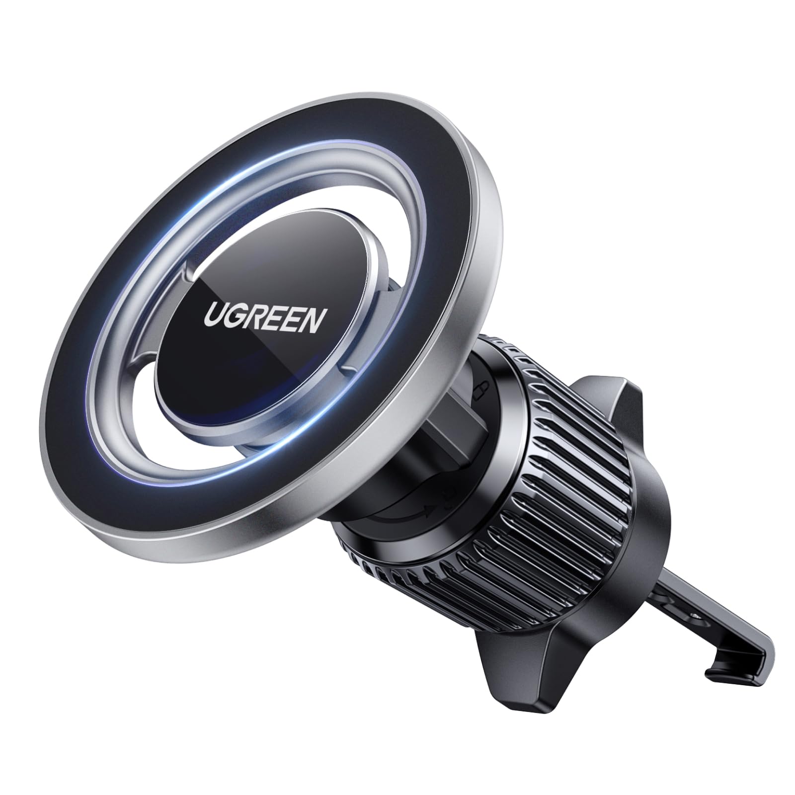 UGREEN Magsafe Car Mount for Air Vent, Magnetic Phone Holder for Cars Cradle Compatible with iPhone 16/15/14/13/12 Series & MagSafe Case with Metal Plates(Black)