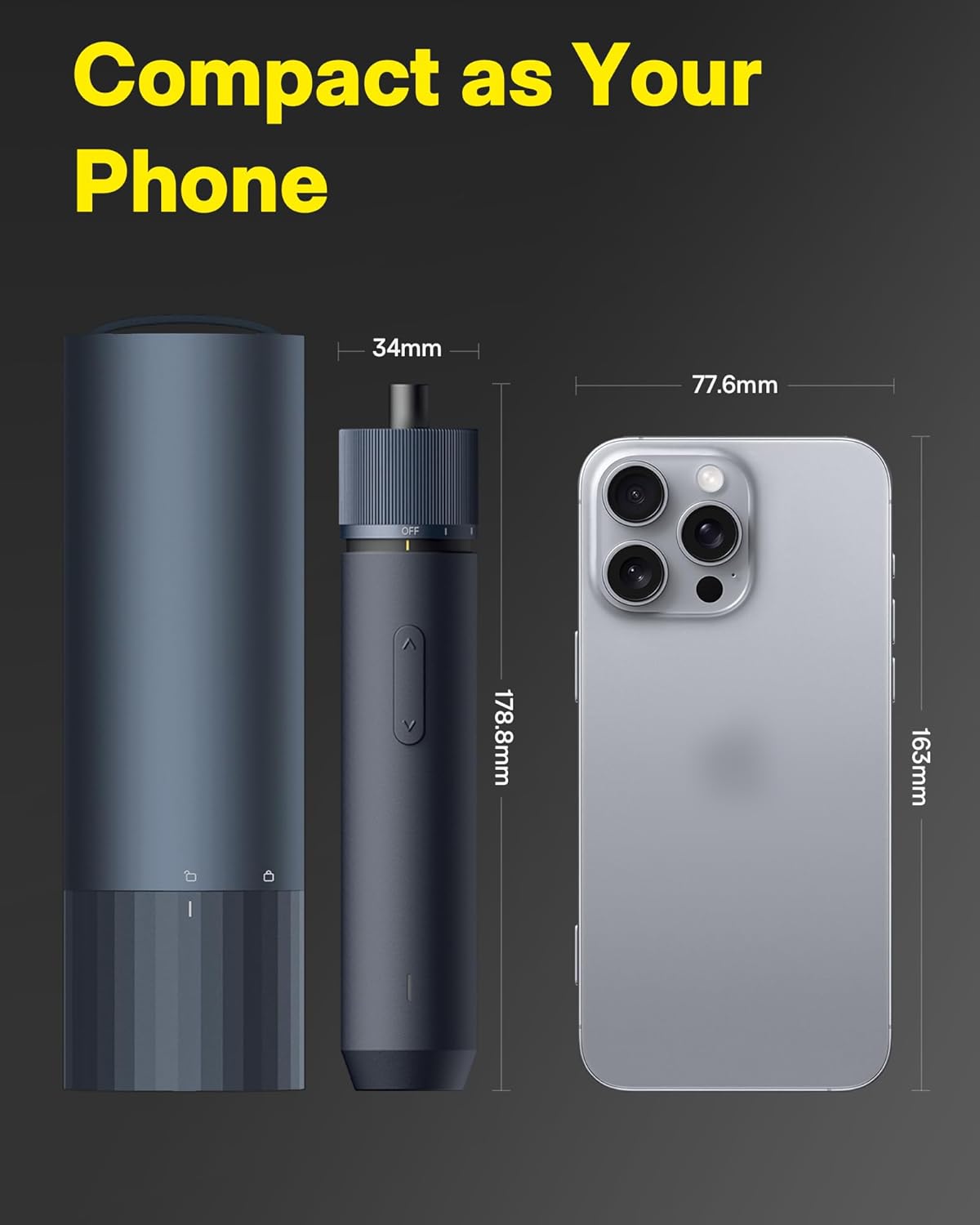 HOTO Electric Screwdriver Set, 3.6V Rechargeable Screwdriver Set with 12 S2-Steel Bits, Cordless Power Screwdriver with LED Light, All-in-One Design, 3 Torque, 4N·m 1500mAh, USB-C Charging