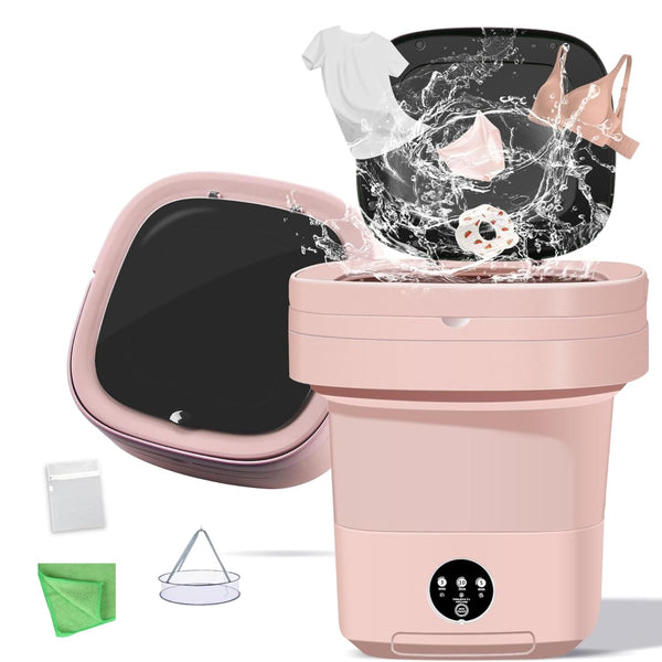 Portable Washing Machine, 11L Foldable Washer & Spin Dryer with Laundry Bag & Drying Net & Microfiber Cloths, Laundry Machine with 3 Cleaning Modes for Baby Clothes and Underwear (Blue)