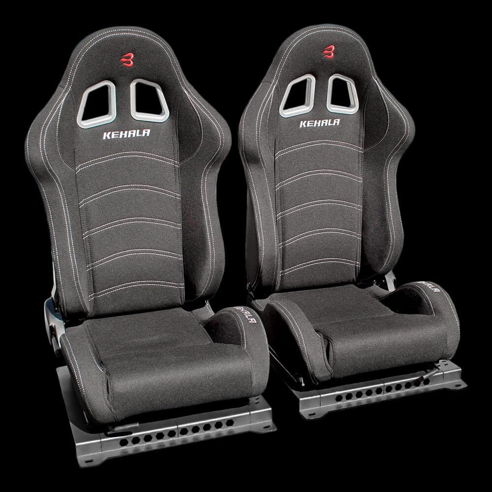 Set of Barbarian Reclining Bucket KEHALA Racing Seats for Focus Mk2 (All Models) Ford, Black Felt, Track, Race, Drift