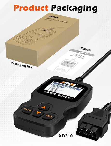 ANCEL AD310 OBD2 Code Reader OBD2 Scanner Universal Car Engine Fault Code Reader, Car Diagnostic Tool for All OBD Vehicles since 1996 & Newer (Black)