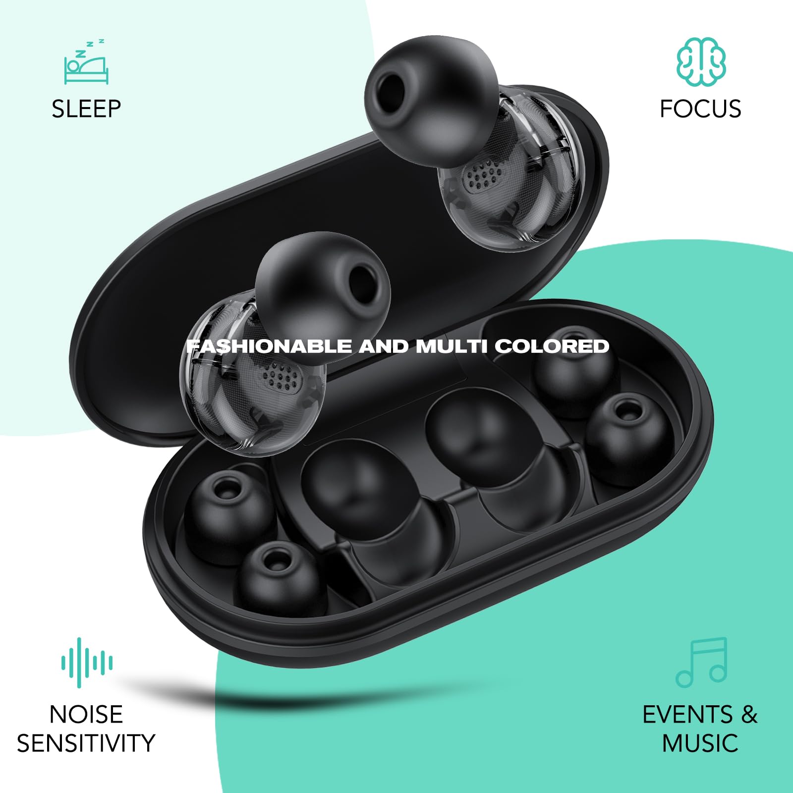 Ear Plugs for Sleep Noise Cancelling -45dB, Customized Soft Earplugs for Concert, 0 Pressure, Reusable Ear Plug for Noise Reduction with Case & 8 Eartips, for Sleep, Working, Studying, Traveling