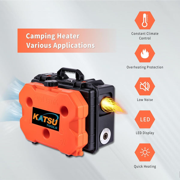 KATSU Tools Camping Diesel Air Heater 12V 24V 220V 8KW All-in-One Car Truck Diesel Parking Heater, with LCD Display and Remote Control, for Campers, RV, Boat, Trailer, Motorhomes