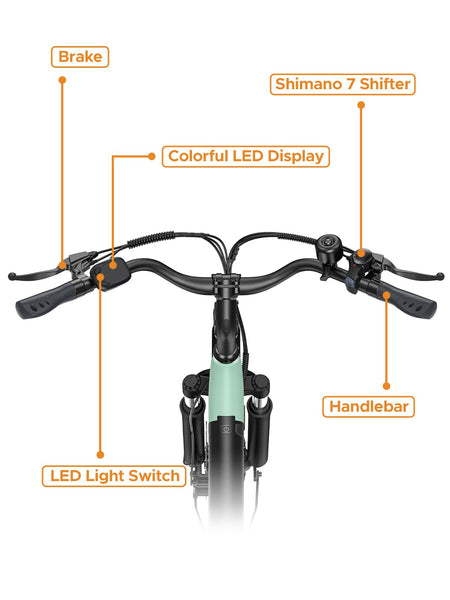 HillMiles MileCity1 26" Adult Electric Bike, 7-Speed 36V 13Ah Removable Battery, 25km/h & 80-100km Range E-bike For Urban Commuters, IP65 Waterproof