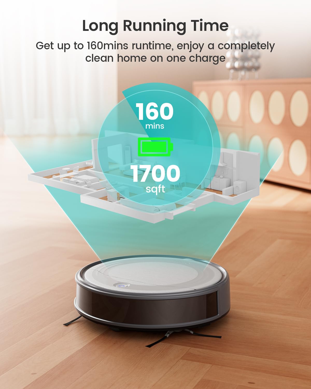 Lefant M210 Robot Vacuum Cleaner, 2200Pa Strong Suction, 7.8cm Thin 28cm DIA, Automatic Self-Charging Small Robotic Vacuums, Wi-Fi/App/Alexa Control, Ideal for Pet Hair Hard Floor and Carpet