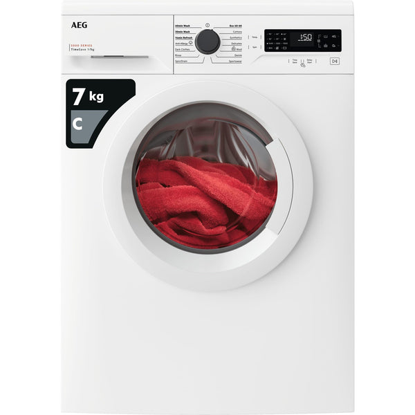 AEG 5000 Series Freestanding Washing Machine LFX50942B, Front Loading Full Size, 9kg, 1400 rpm, AntiAllergy Program, Quick Wash, TimeSave to Adjust Washing Cycles, Class A, White