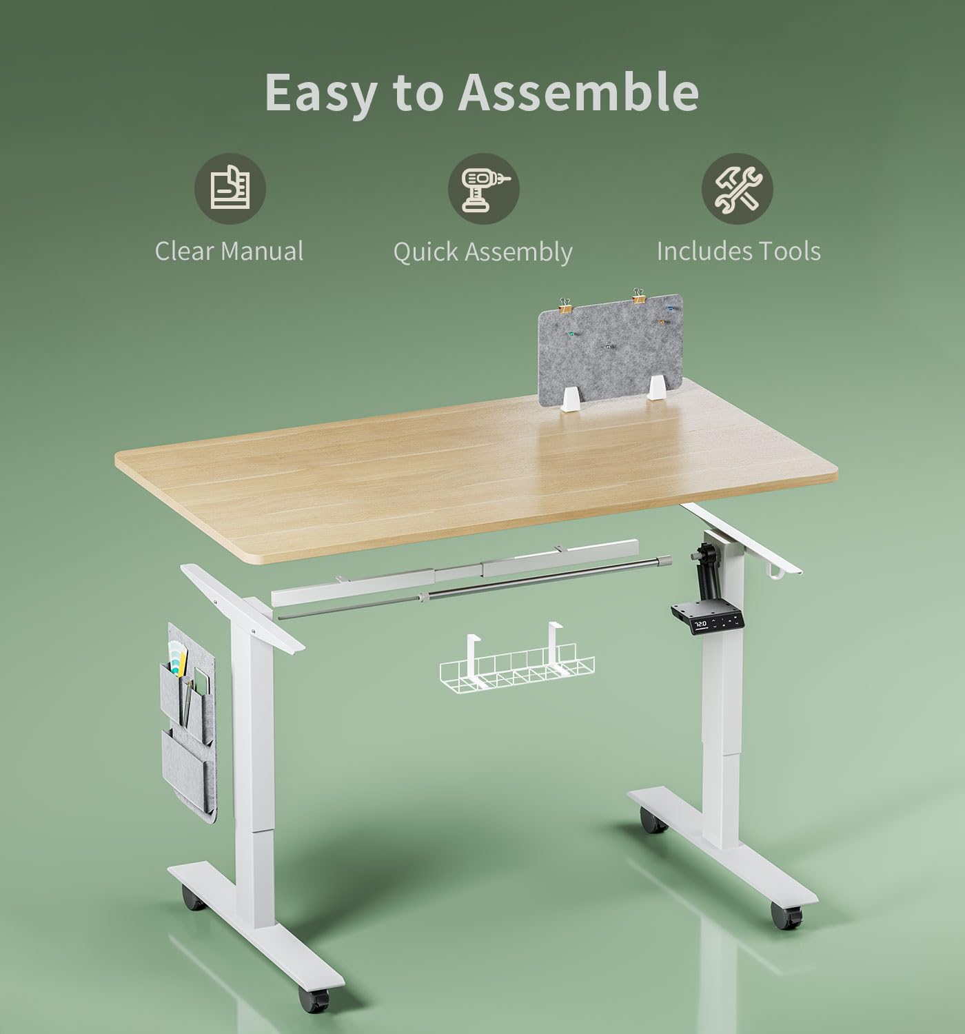 MAIDeSITe Height Adjustable Standing Desk Electric Standing Desk Sit Stand Desk Stand Up Desk with Cable Tray 120 * 60cm Desktop for Home Office