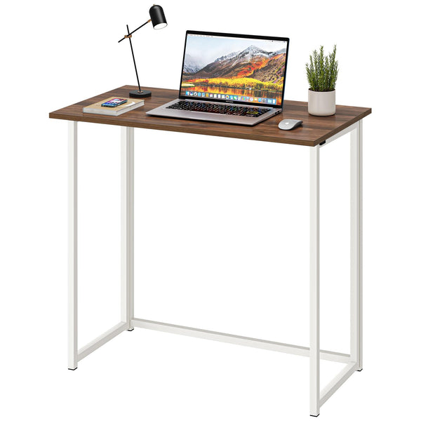 Dripex Compact Folding Desk No Assembly Required Computer Desk Folding Hobby Craft Table, Brown
