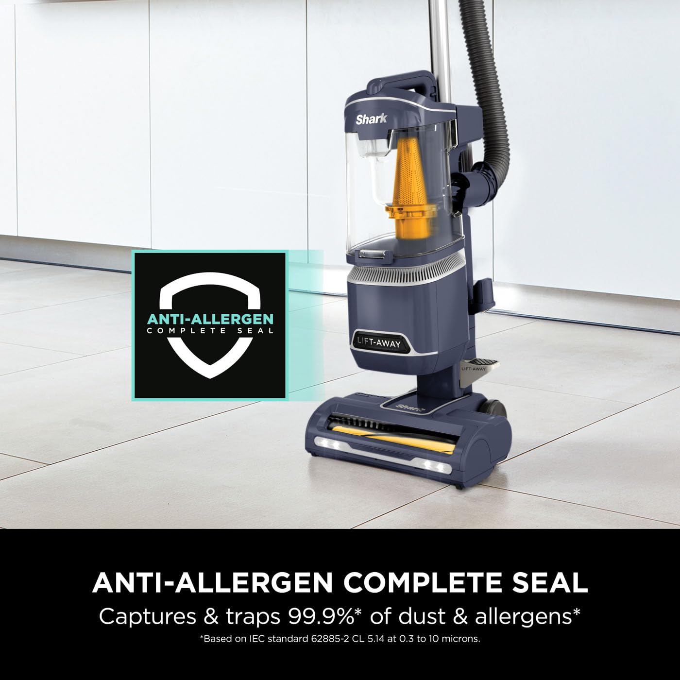 Shark Corded Upright Vacuum Cleaner 1.1L with Anti Hair Wrap Technology, LED Headlights, Lift-Away, Anti-Allergen, 8m Cord, 750W, 2 Attachments, Royal Grey, NZ691UK