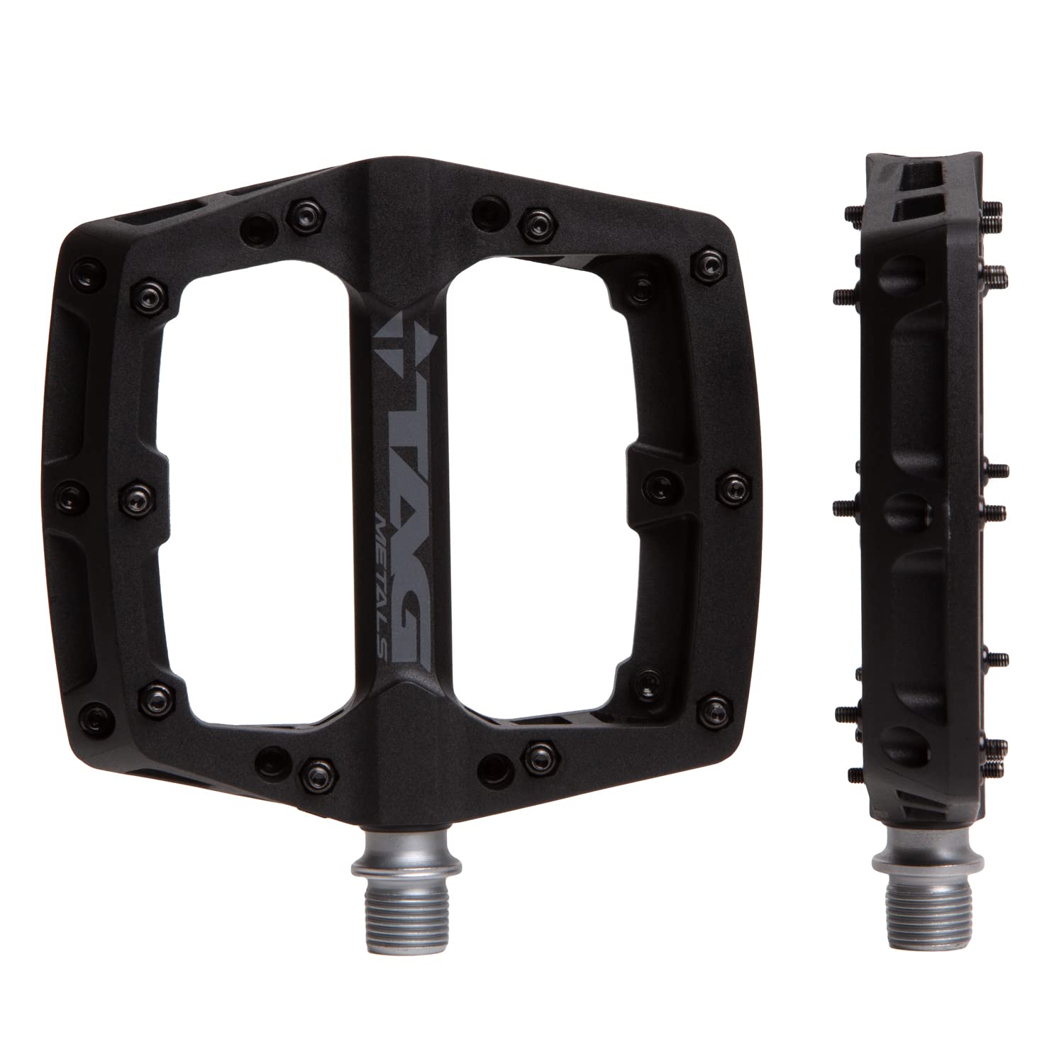 TAG Metals T3 Nylon MTB Pedals 9/16" Axle ? Durable, Lightweight Platform Pedals with Anti-Slip Pins, Ideal for Mountain Biking and BMX (Black)