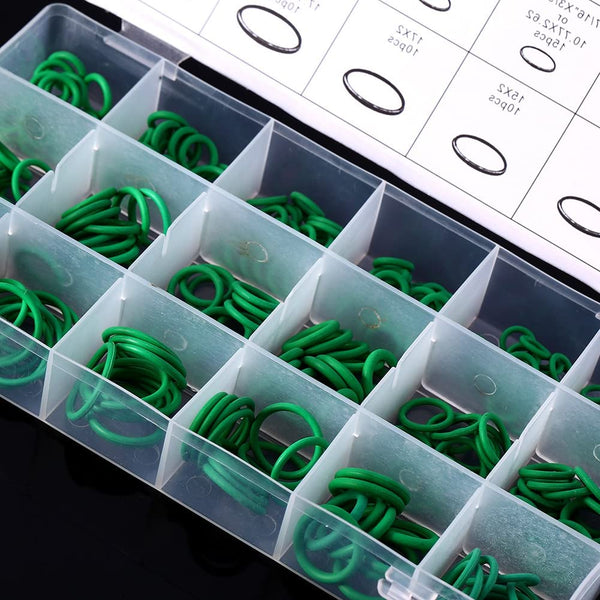18 Sizes 270Pcs O-ring Box O-Ring Tools Set Assortment, Car Auto Vehicle RepairCar Air Conditioning Rubber O-Ring Tools HNBR Seals Assortment Kit, Green