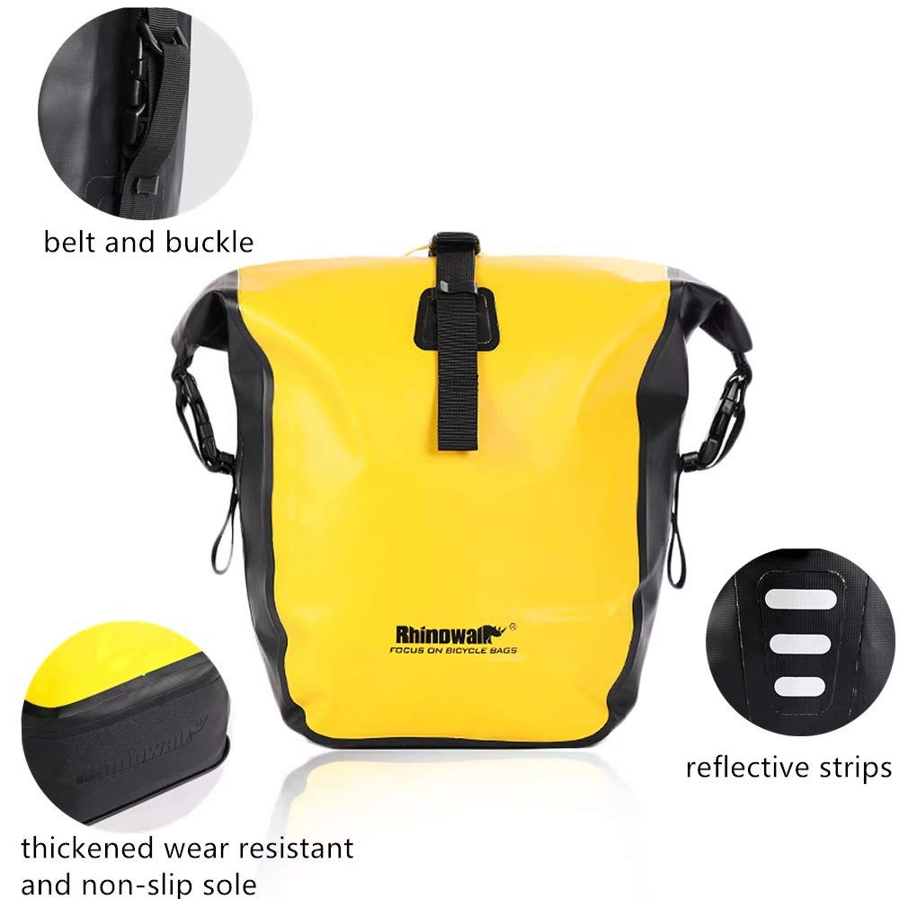 Rhinowalk Bike Bag Waterproof Bicycle Pannier Rear Seat Bag for Cycling Bicycling Traveling Riding, Yellow