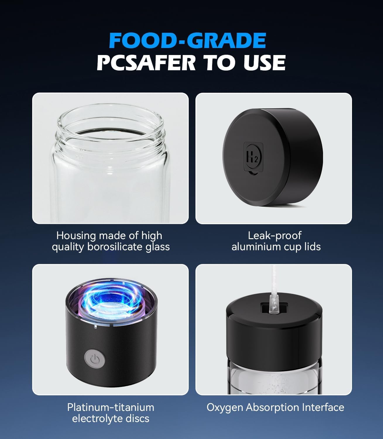 Upgrade 3-in-1 Hydrogen Water Bottle Generator - Industry TOP - 24-Hour Hydrogen Lock | 0 Chlorine & 0 Ozone | 100% Leak-Proof Seal, Hydrogen Water Bottle Generator