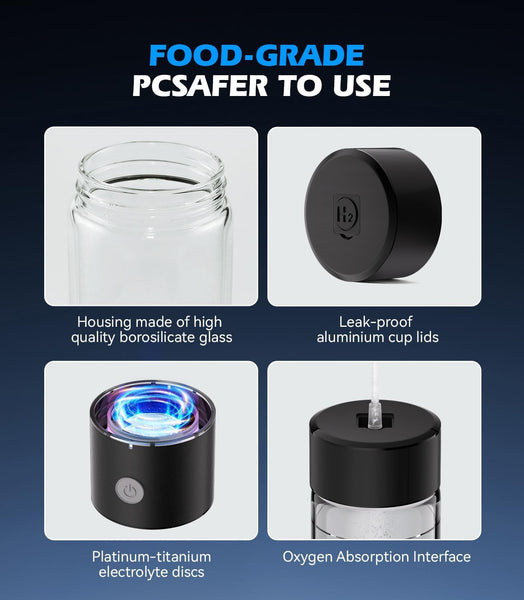 Upgrade 3-in-1 Hydrogen Water Bottle Generator - Industry TOP - 24-Hour Hydrogen Lock | 0 Chlorine & 0 Ozone | 100% Leak-Proof Seal, Hydrogen Water Bottle Generator