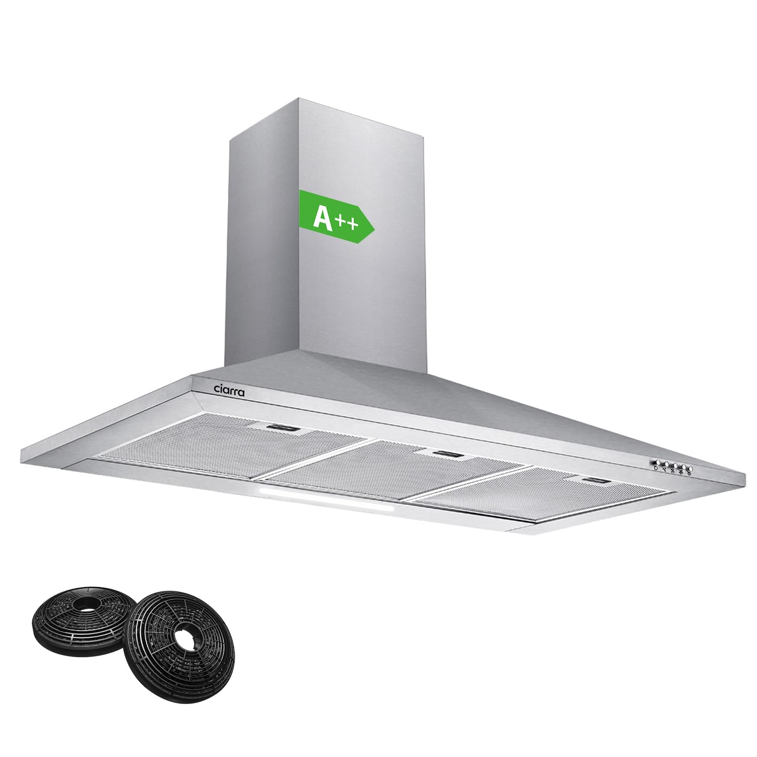 CIARRA Cooker Hoods 90cm CBCB9201 Black Wall-Mounted Chimney Vent Hood 900mm Recirculating&Ducting Kitchen Ventilation Extractor Hood with Carbon Filters