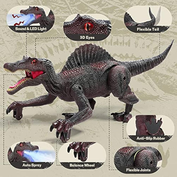 FRUSE Remote Control Dinosaur Toys for Boys,Electric RC Walking Robot Dinosaur w/Light Tracing,Spray Mist,LED Light,Roaring,Jurassic Dinosaur Toys,Present for Kids Girls Age 3 4 5 6 7 8