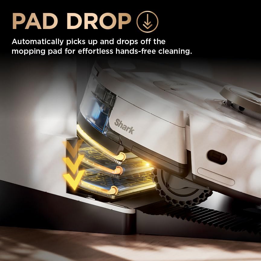 Shark PowerDetect 2-in-1 Robot Vacuum & Mop, NeverTouch Pro 60-Day Self Empty, Self-Refill and Self-Clean Robot Vacuum with 3D & LiDAR Navigation, NeverStuck Obstacle Bypass, WiFi/App White