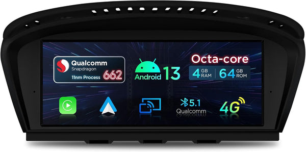 XTRONS 8.8" Car Stereo Android Octa-Core 4+64GB for BMW 3 Series E90 E91 5 Series E60 E61 (2005-2008) w CCC system Touch IPS Screen GPS navigation, w 4G LTE CarAutoPlay Android Auto Support AHD Camera