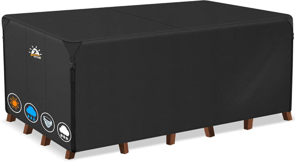 Zettum 227x160x73cm Garden Furniture Cover Rectangular Durable Protection Anti UV Waterproof Patio Rattan Sofa Table Chair Bistro Set Cover 600D Heavy