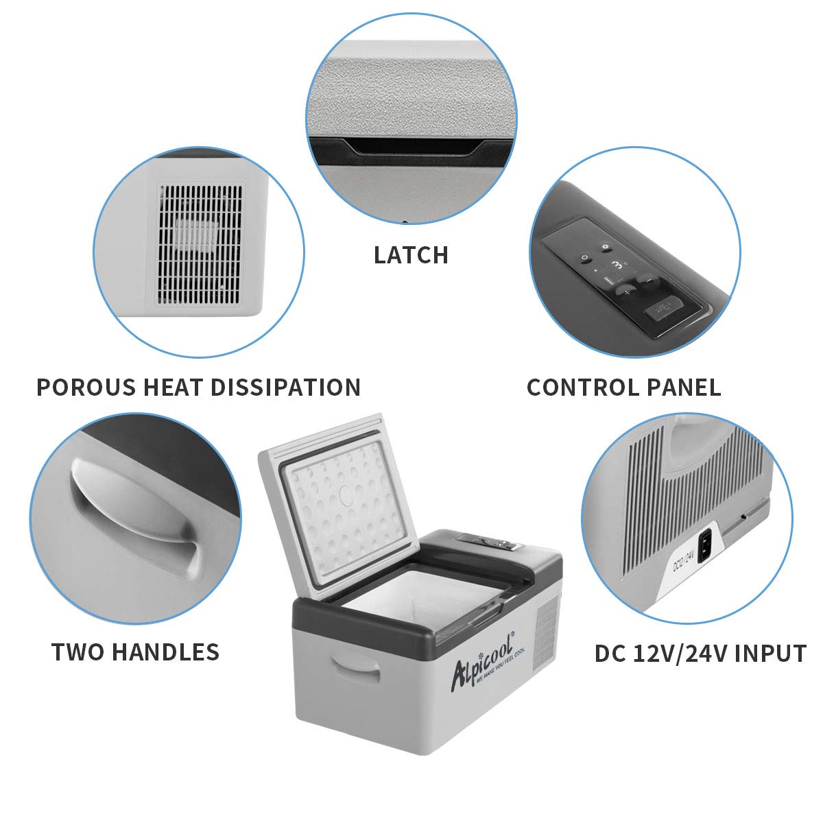 Alpicool C9PT 9L Compressor Car Fridge Freezer, DC 12v Camping Refrigerator, Portable Mini Cool Box for TruckCampervanRVBoat, -20℃ to 20℃(Black)