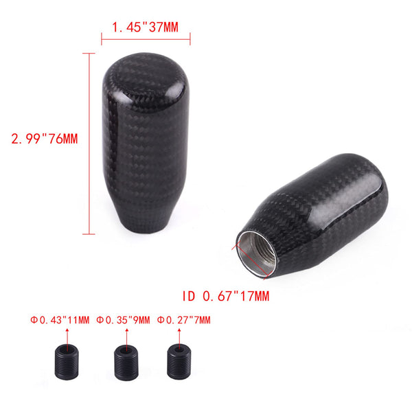 muge racing Carbon Fiber Shift Knob Gear Shifter Knobs with 3 Adapter Most Car Decorations Classic,Red-Long