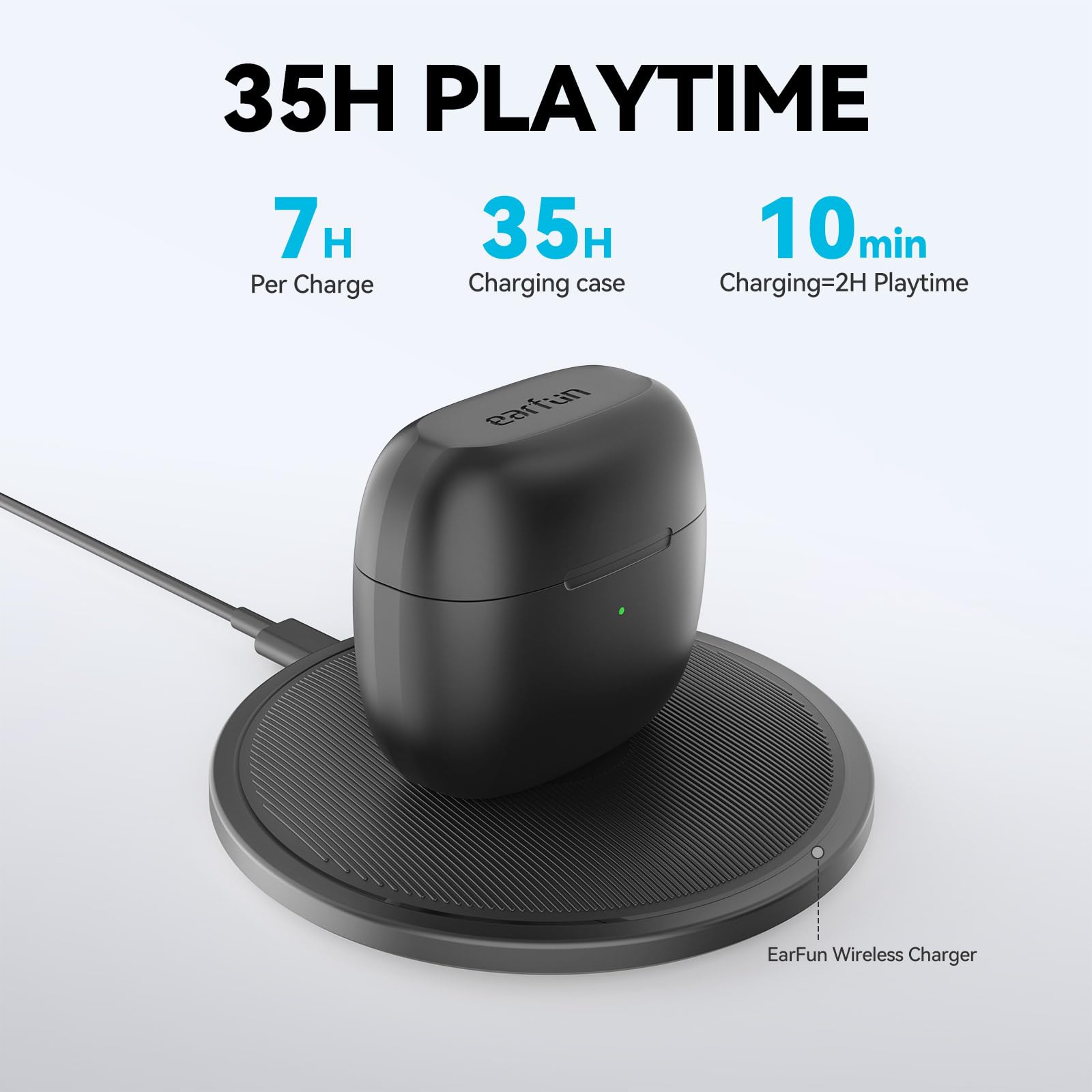 EarFun Wireless Earbuds, [What Hi-Fi Awards] Air Bluetooth In-Ear Headphones with 4 Mics ENC, Sweatshield™ IPX7 Waterproof, Clear Sound, Deep Bass, Wireless Charge, Game Mode, App Customize EQ, 35H