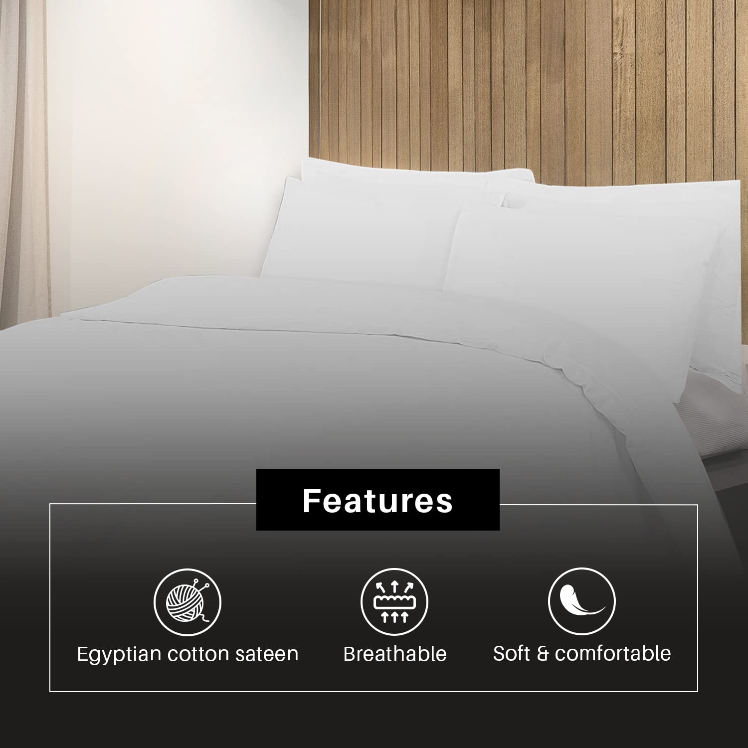 DTEX HOMES 400 Thread Count Duvet Quilt Cover Set With Pillow Cases 100% Egyptian Cotton Sateen Bed Set Super King