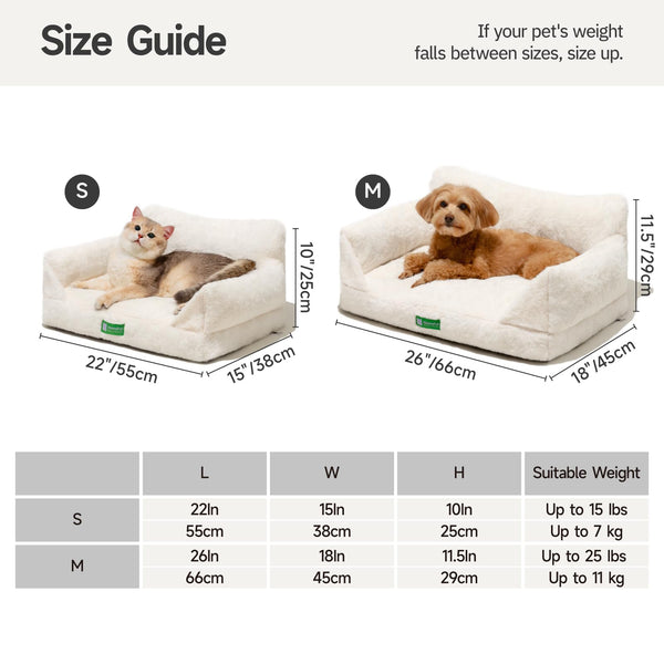 MEWOOFUN Cat Sofa Cat Bed for Indoor Cats, Kitten Bed Pet Sofa with Removable Washable Cover and Non-Slip Bottom for Small Dogs, 65x45cm White