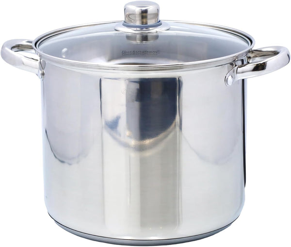 Buckingham Stainless Steel Stock Pot with lid Multipurpose Large Cooking Pot for Soups Stews (11 Litre)