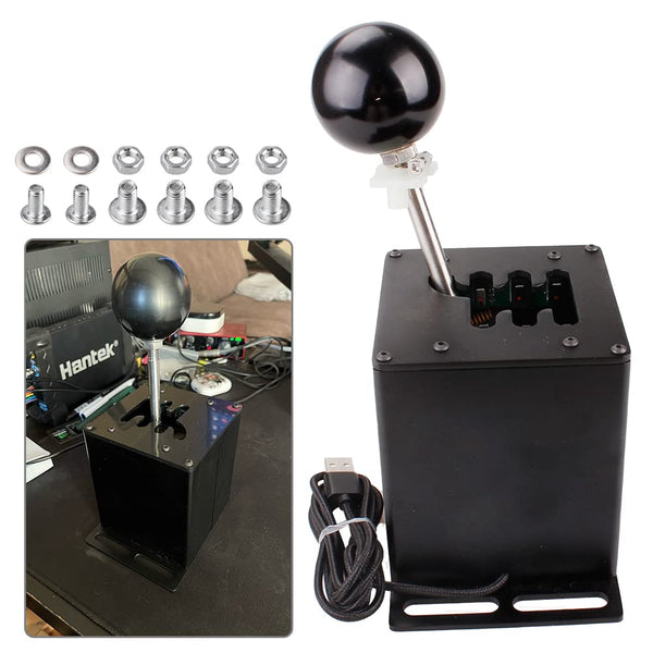 muge racing USB Simulator Shifter, Compatible with Logitech G29 G27 G25 G920 Thrustmaster T300RS/GT Steering Wheel Sequential H Gear Shifter Compatible with ATS ETS Dust WRC Sim Racing Games 7+R