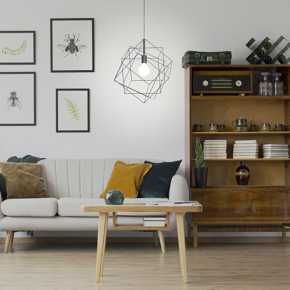 EGLO Straiton Pendant Light, 1-Bulb Pendant Lamp, Vintage, Industrial, Steel Pendant Light in Black, Dining Table Lamp, Living Room Lamp, Hanging with