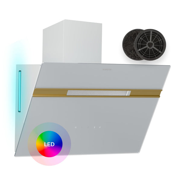 Klarstein Alina 90 Angled Cooker Hood - 600m³/h Air Flow, Touch Panel, LED Backlighting, Quiet 63dB, Energy Class A, 90cm Extractor Hood, Black