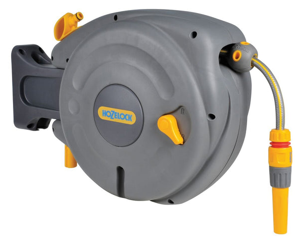 HOZELOCK - Auto Reel Wall-mounted Reel 10m: Easy to Install, Child-lock, Auto-rewind, Ready-to-use Reel with Nozzle, Fittings, Hozelock Hose and