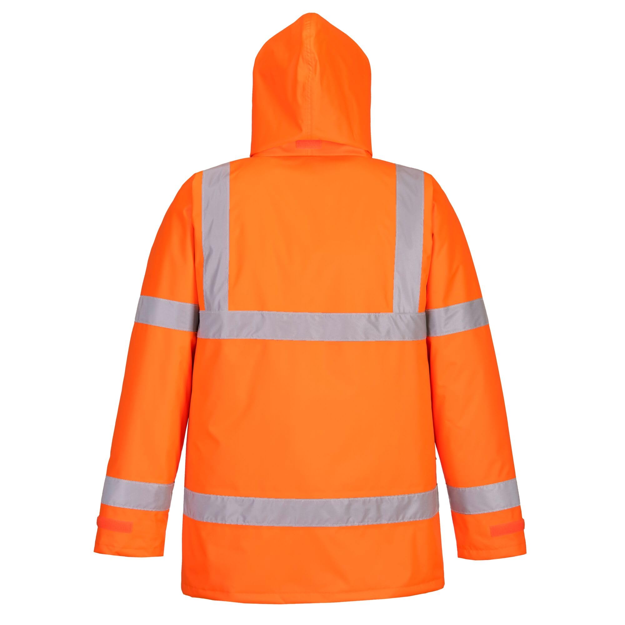 Portwest S460 Men's Winter Traffic Jacket Hi Vis Hooded Work Coat Reflective Fully Lined Zip Safety Utility Waterproof Reflective Workwear