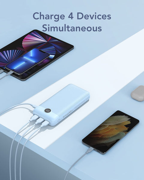 VEGER Power Bank Fast Charging,30000mAh Portable Charger PD 20W USB C Battery Pack with 4 Outputs & 2 Inputs Compatible with iPhone/iPad/Smartphones Tablet and More