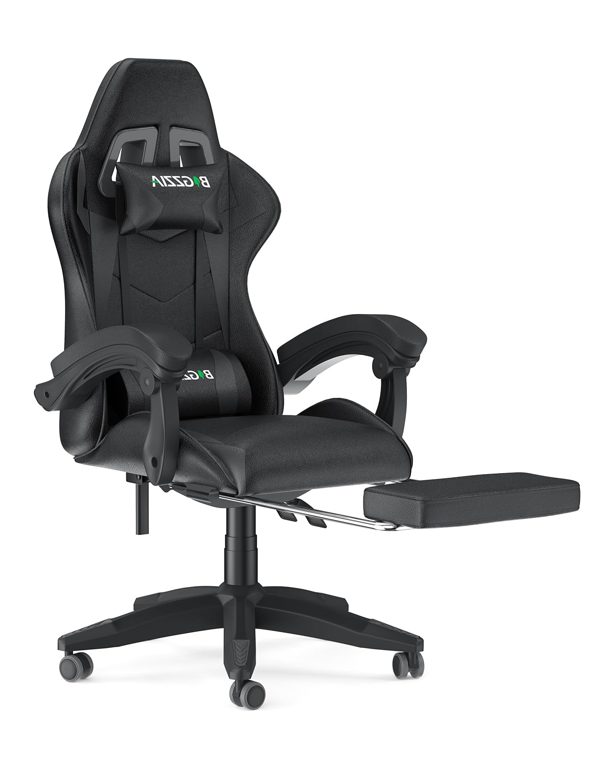 bigzzia Ergonomic Gaming Chair - Gamer Chairs with Lumbar Cushion + Headrest, Height-Adjustable Office & Computer Chair for Adults (without footrest, White)