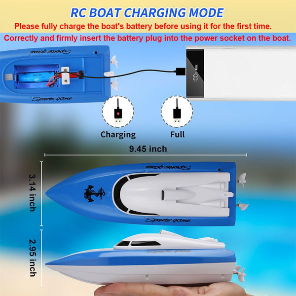 SZJJX RC Boat, Remote Control Boats for Lake/Pool/Pond, 2.4 GHz High Speed Mini Boats, Outdoor Adventure Electric RC Racing Boats for Adults & Kids-Blue