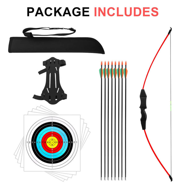 Dostyle Recurve Bow and Arrows Set Teenagers Archery Beginner Gift for Outdoor Archery Training (Red)