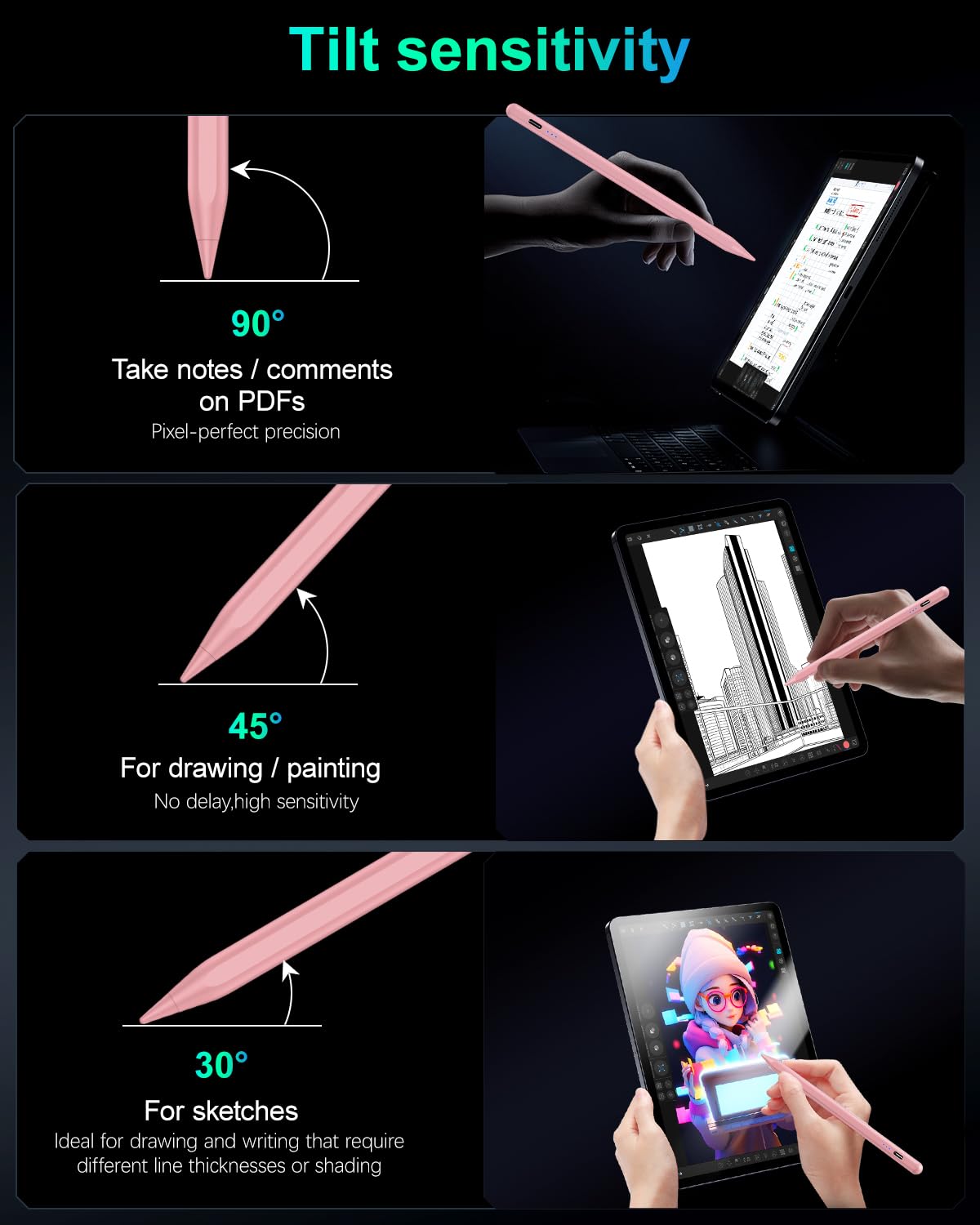 Variglas Pencil for iPad - 2018-2025 15 Minutes Fast Charging, Palm Rejection,Tilt Sensitivity, Stylus Pen Compatible with iPad Pro 11"/12.9"/13", 11/10/9/8/7/6th Gen, Air 3-6, Mini 5/6