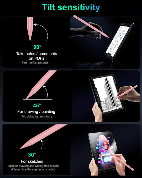Variglas Pencil for iPad - 2018-2025 15 Minutes Fast Charging, Palm Rejection,Tilt Sensitivity, Stylus Pen Compatible with iPad Pro 11"/12.9"/13", 11/10/9/8/7/6th Gen, Air 3-6, Mini 5/6