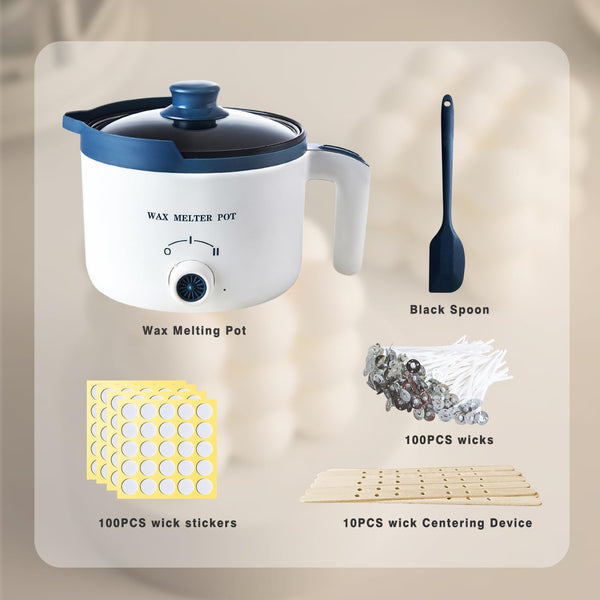 Ksedcon Wax Melter for Candle Making with Pour Spout, Electric Wax Melting Pot Kit Included Wicks, Wick Stickers, Centering Device, Stirring Spoon