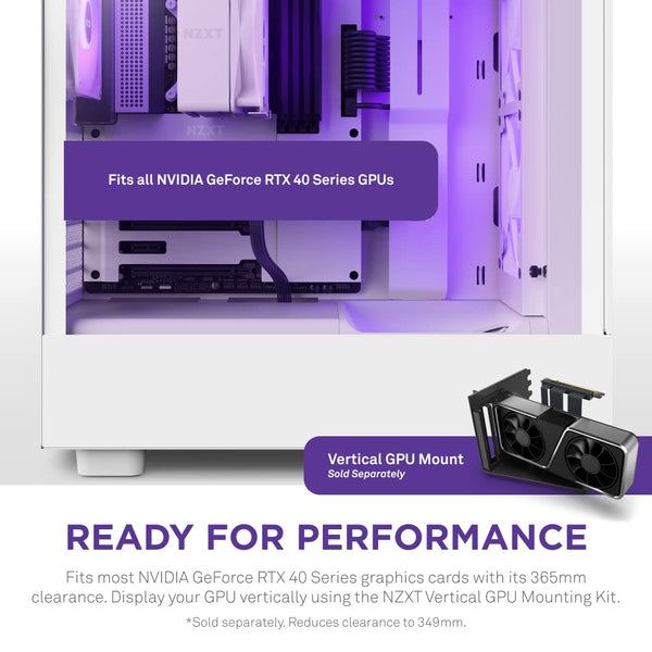NZXT H5 Flow RGB - Compact ATX Mid-Tower PC Gaming Case - High Airflow - F360 RGB Core (CV) Included - 360mm Front & 240mm Top Radiator Support - Cable Management - Tempered Glass - White
