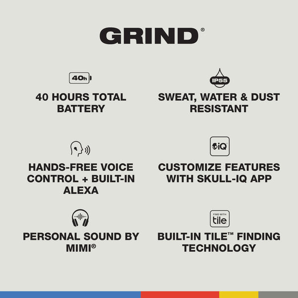 Skullcandy Grind In-Ear Wireless Earbuds, 40 Hr Battery, Skull-iQ, Alexa Enabled, Microphone, Works with iPhone Android and Bluetooth Devices - True Black