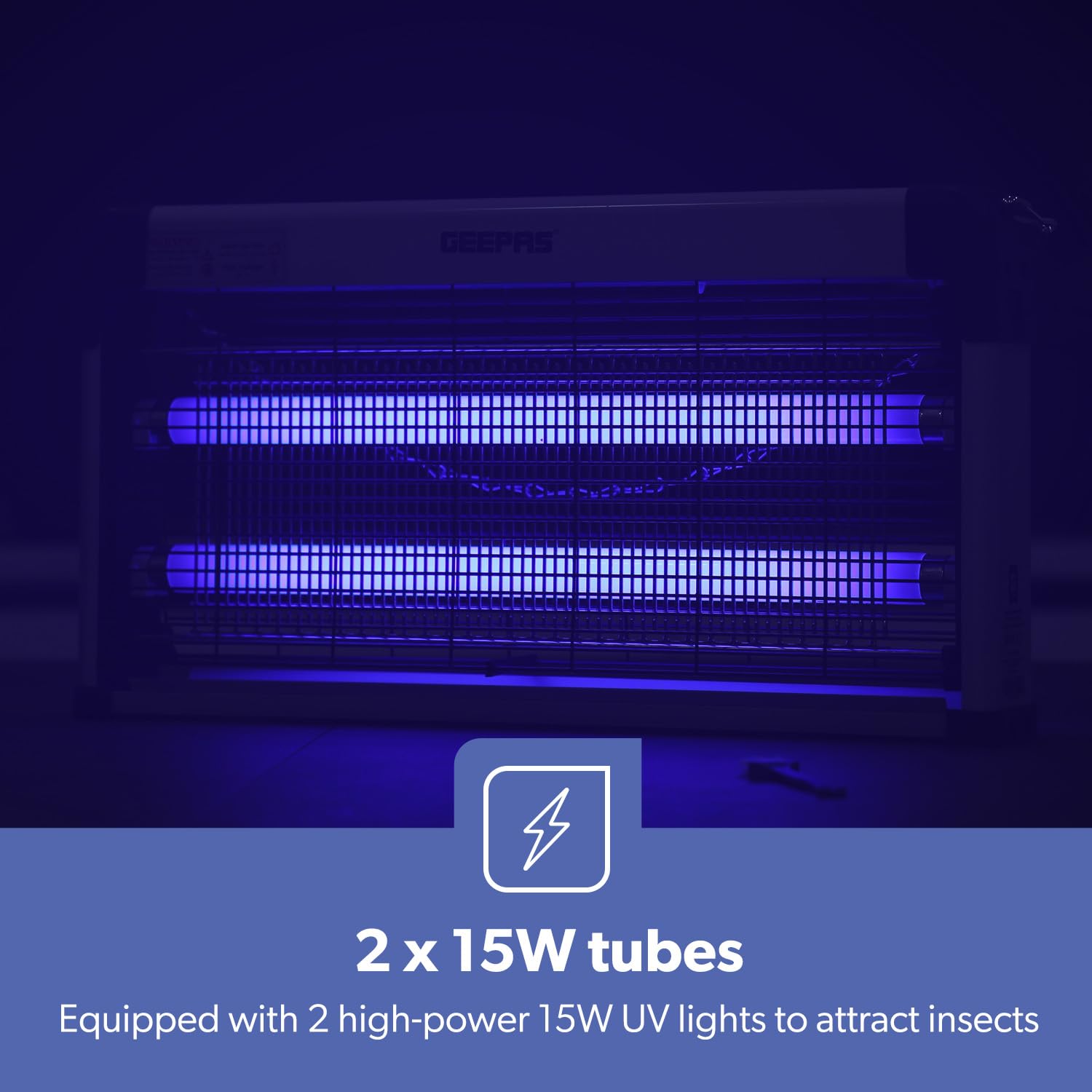 Geepas Electric Fly Killer & Bug Zapper | Powerful UV Light Indoor Insect Trap for Flies, Mosquitoes, Wasps | 50M² Coverage | Odourless & Low Noise | Plug-in Eco-Friendly Pest Control 20W