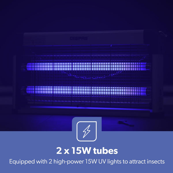 Geepas Electric Fly Killer & Bug Zapper | Powerful UV Light Indoor Insect Trap for Flies, Mosquitoes, Wasps | 50M² Coverage | Odourless & Low Noise | Plug-in Eco-Friendly Pest Control 20W