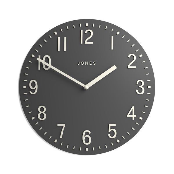Jones Clocks Chilli wall clock | Modern convex clock | 30cm | Dark grey | Ideal for the kitchen, living room, office or bedroom