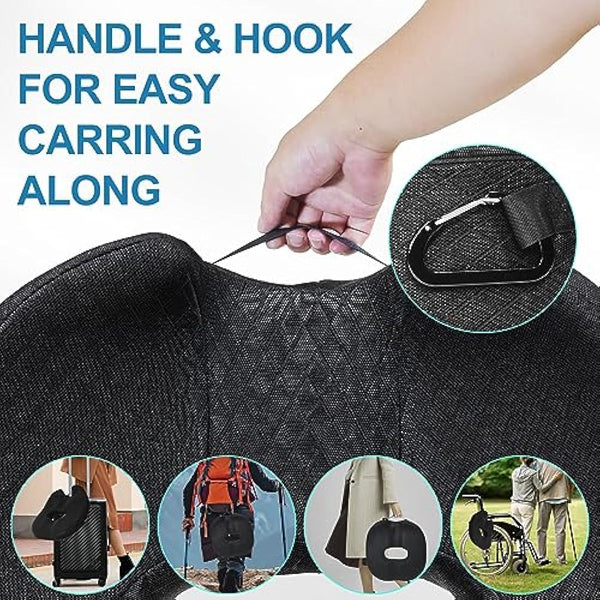 Donut Pillow Chair Seat Cushion, Memory Foam Firm Coccyx Pad Donut Cushion for Long Sitting, Office Chair, Gaming Chair and Car Seat Cushion - Black 17.5*18.5*5.5 in