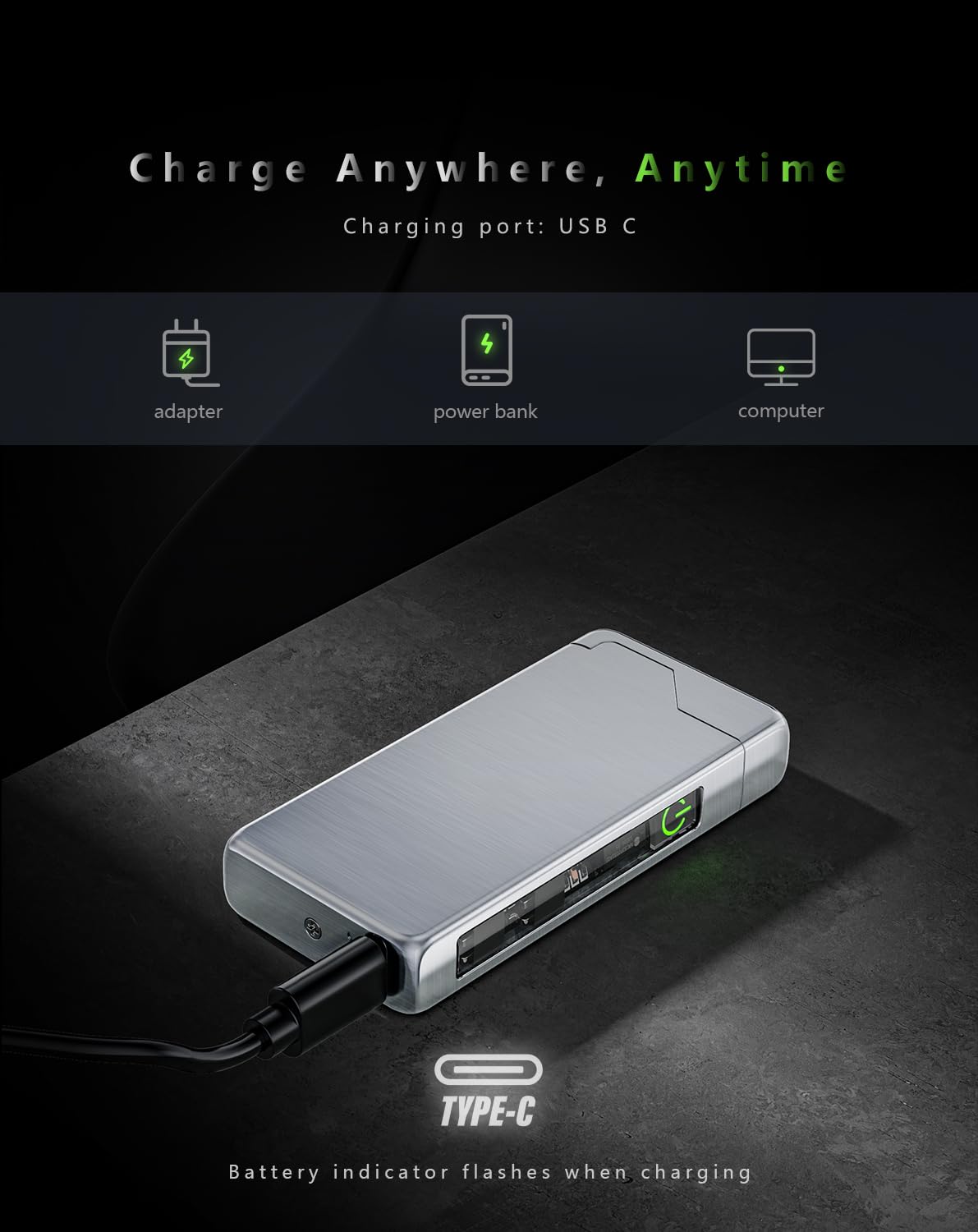 VVAY Electric Lighter Usb C Rechargeable, Windproof Flameless Lighter