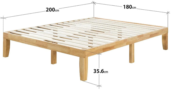 Zinus Arnav Super King Bed frame - Bed 180x200 cm - 26 cm Height - Metal bed frame with Wood slat support - Black